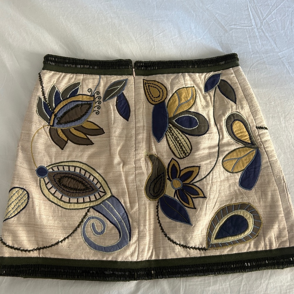 Veronica Beard Cream Embellished A-line Mini Skirt